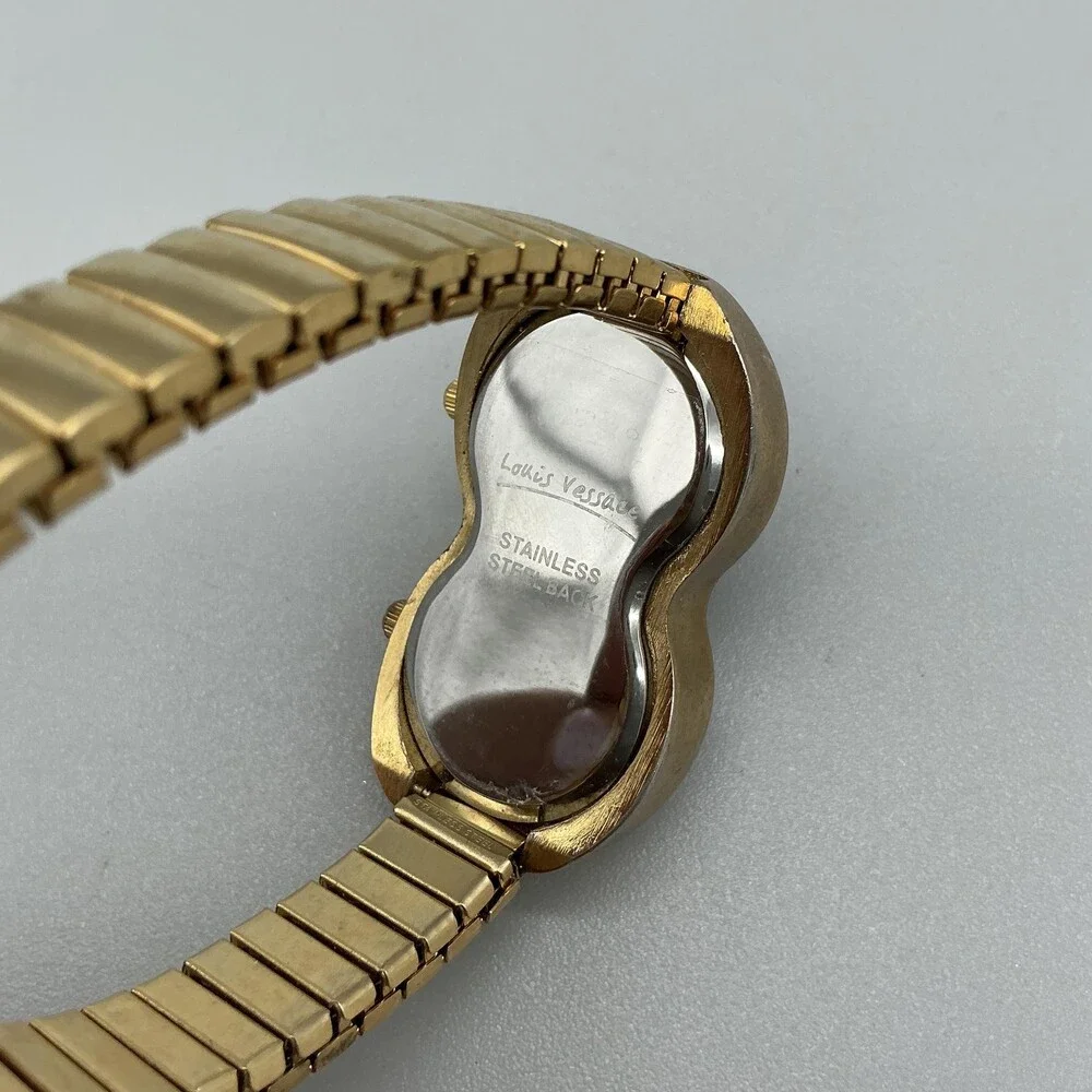 Louis Vessace Womens Watch 25mm Dual Dial Gold Tone Crystal New Battery